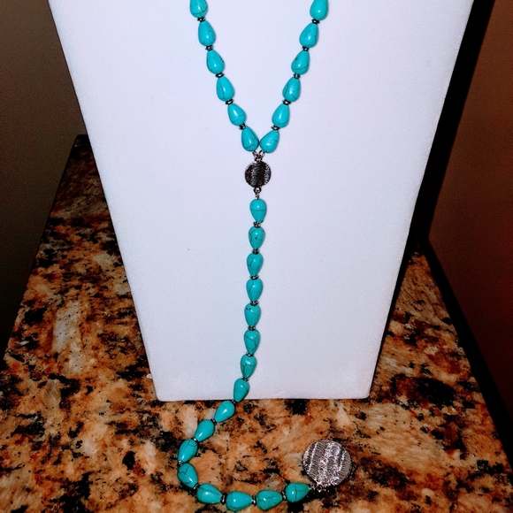 Turquoise "Y" necklace - Picture 1 of 2